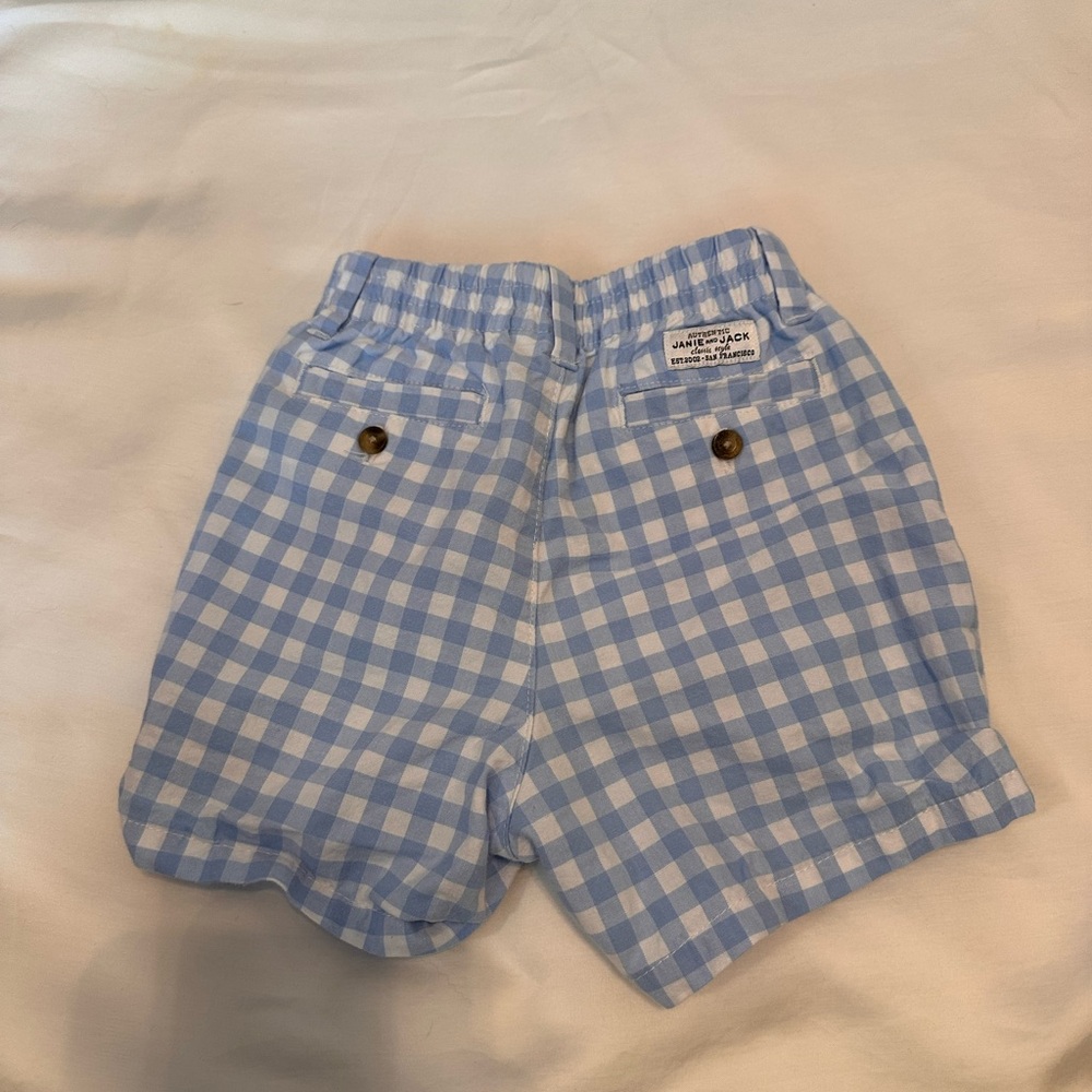 Janie and Jack Light Blue Gingham Kids Shorts